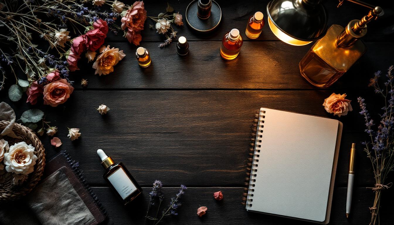 Perfume studio workspace and equipment