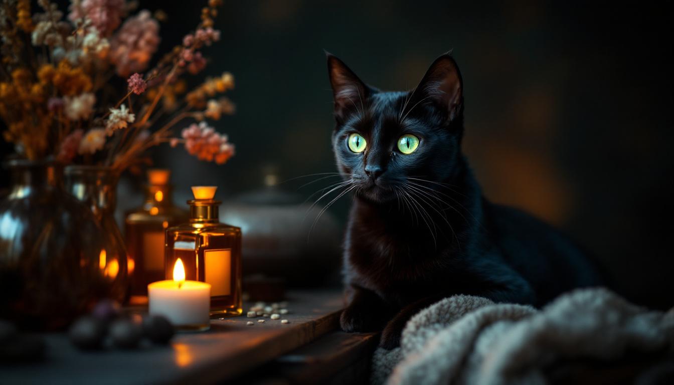 Moo the black cat, mascot of Jam & Bottle